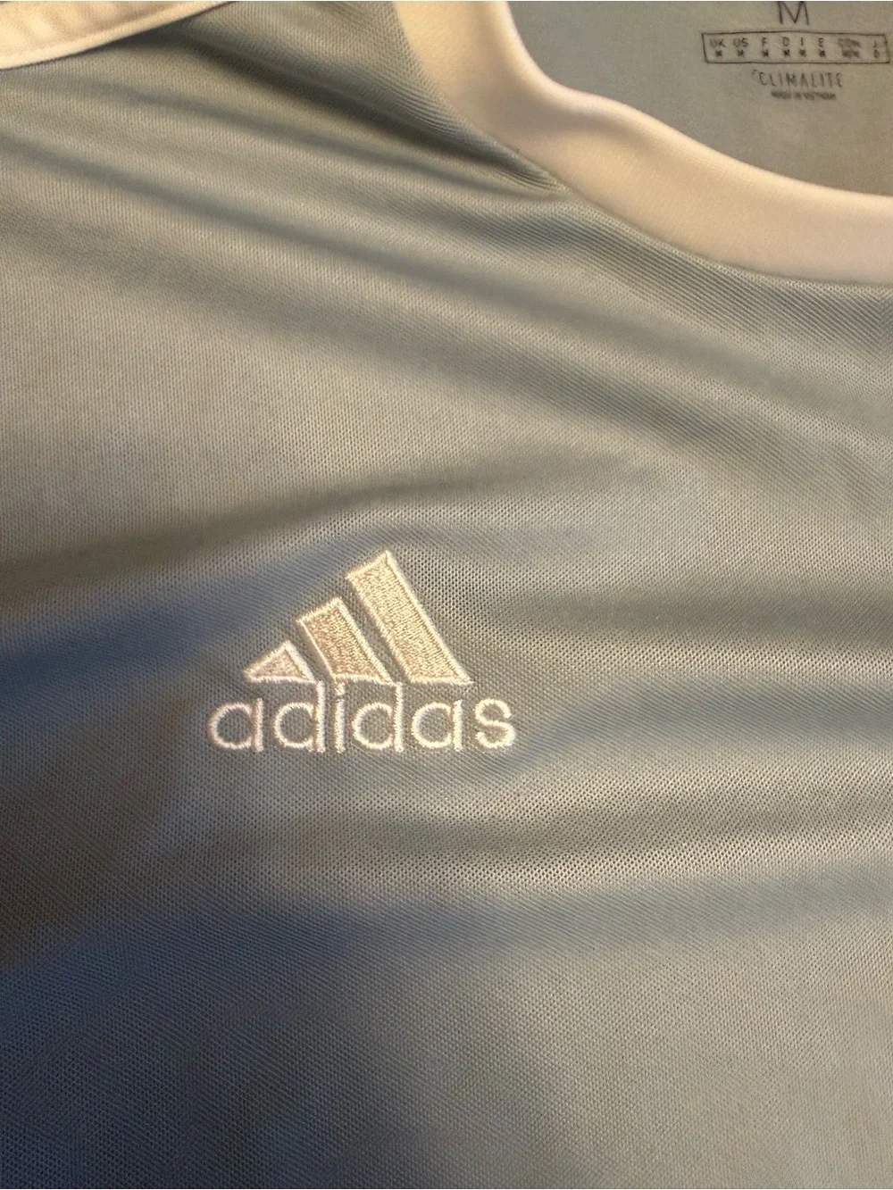 M adidas Light Gray Long Sleeve Climalite Crew Shirt